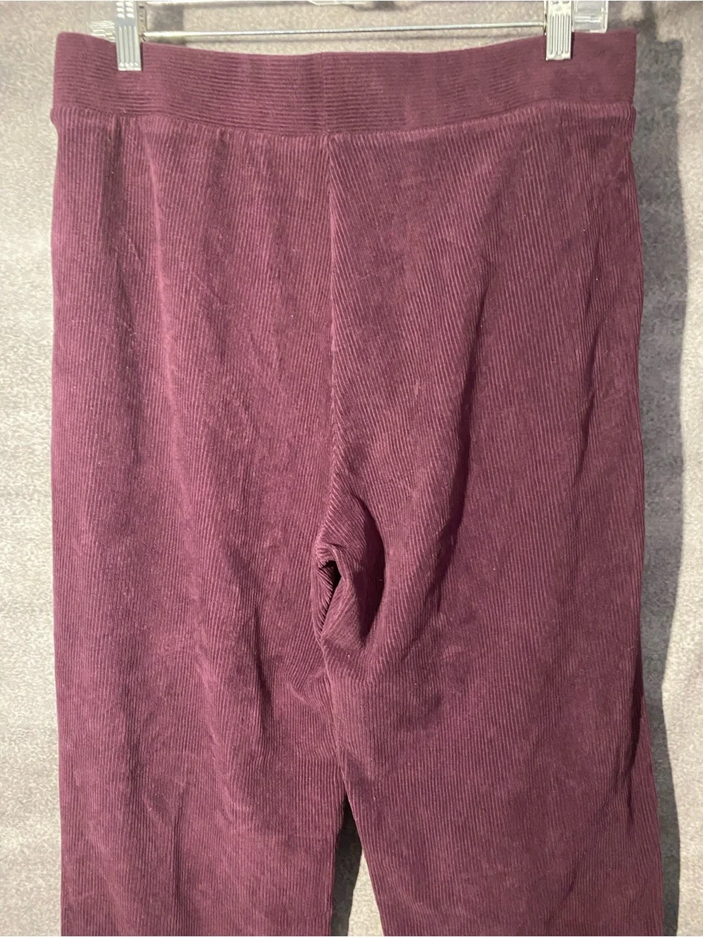 Lands End Womens M 10 12 Corduroy Pants Elastic Waist Pull On Pocket Plum